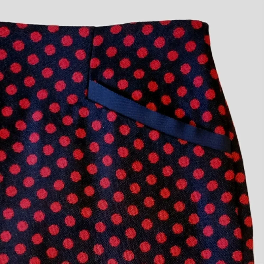 Talbots Black & Red Polka-dot Wool Blend Lined Skirt Size 8 Petite